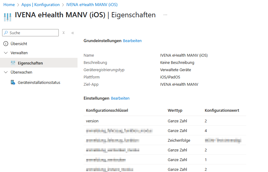 Microsoft Inunte: App-Konfiguration - Details - Allgemeine Einstellungen