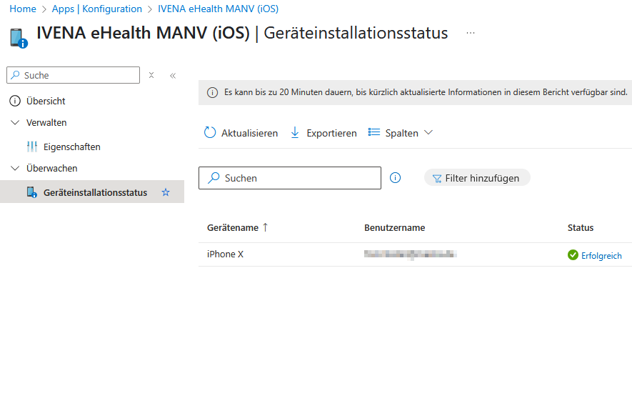 Microsoft Inunte: App-Konfiguration - Details - Ger&auml;teinstallationsstatus